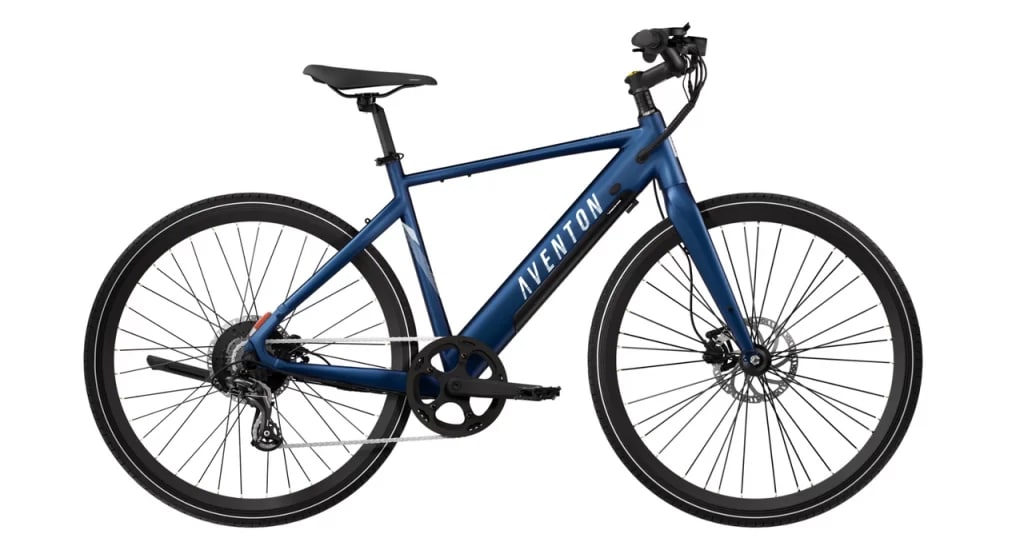 A blue Aventon Soltera Electric Bike 