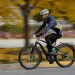 A view of a person riding bike in fast speed