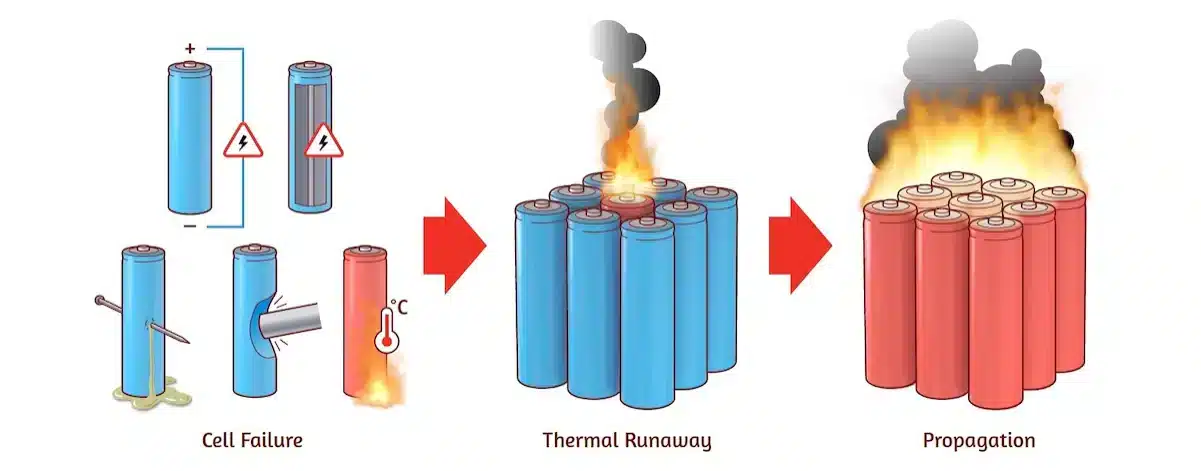 An animated representation of how e bikes catch fire