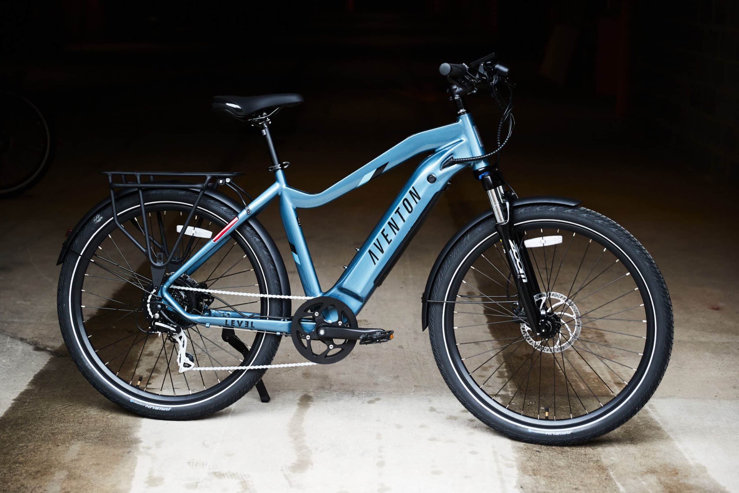 A side view of an electric bike parked