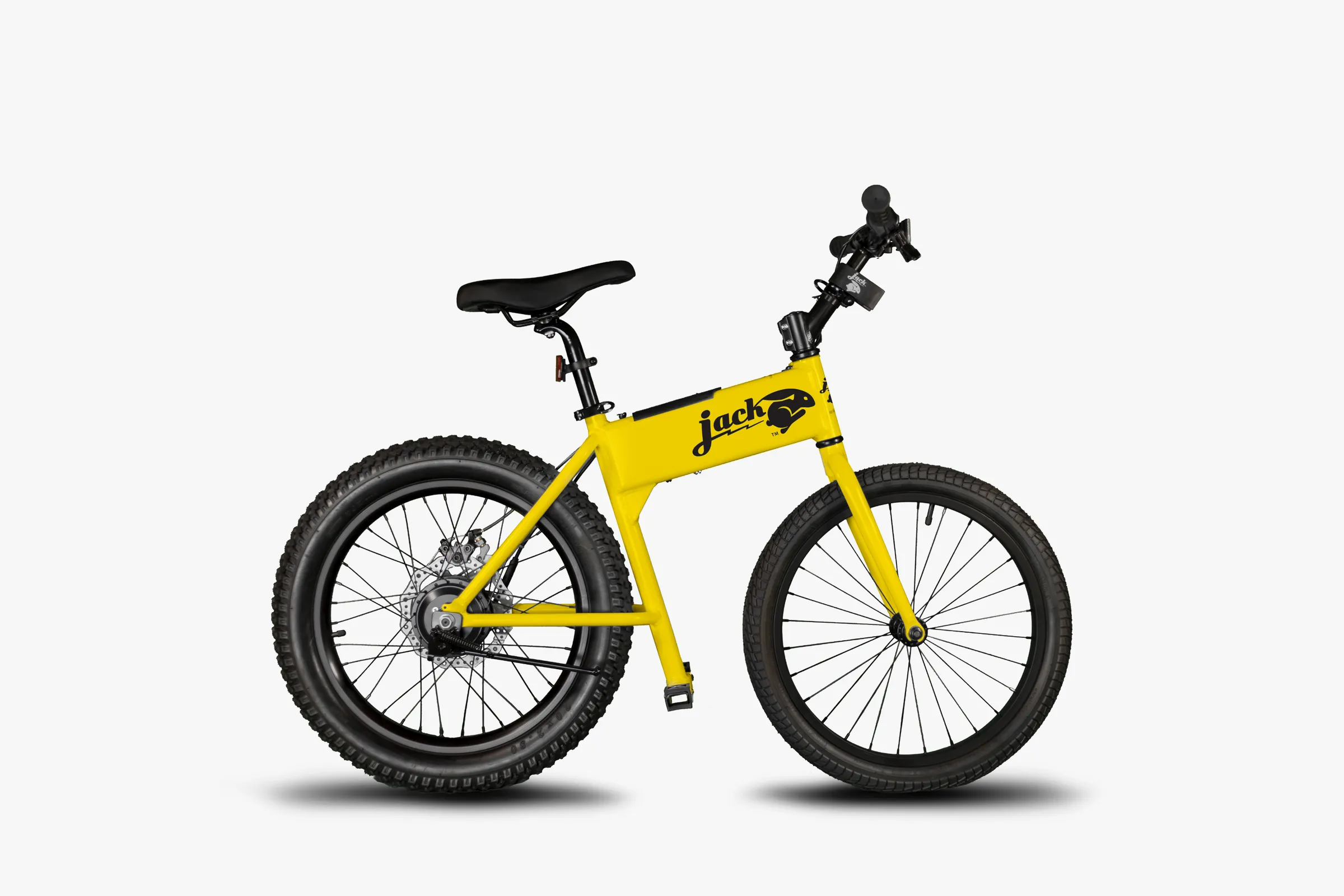 A view of a yellow jack rabbit e bike