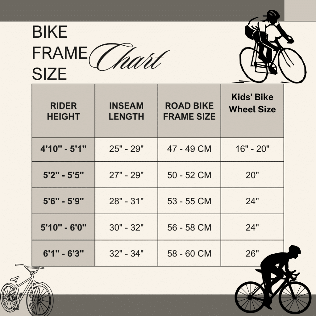 Bike frame size measurements chart