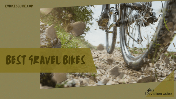 A view of the tires of a gravel bike on gravel road