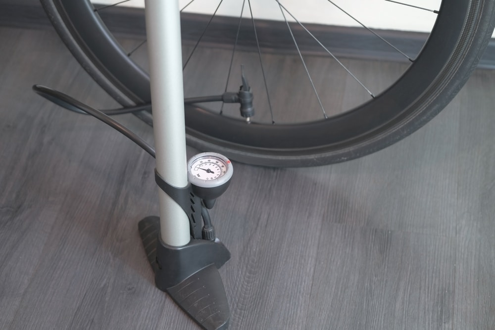 A view of a bike floor pump