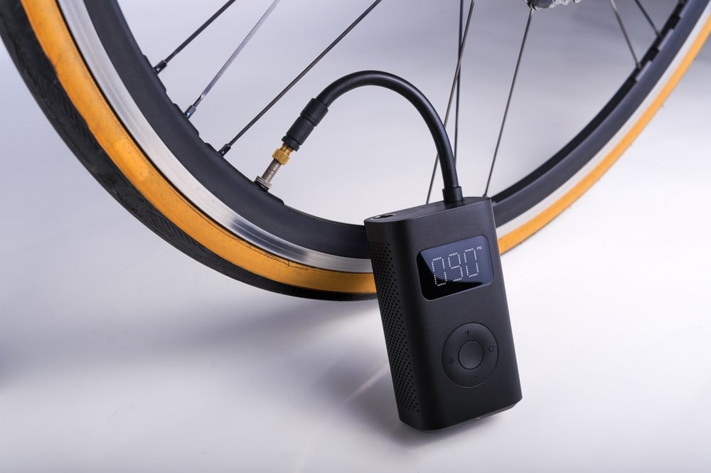 A view of a portable bike pump A view of a portable bike pump